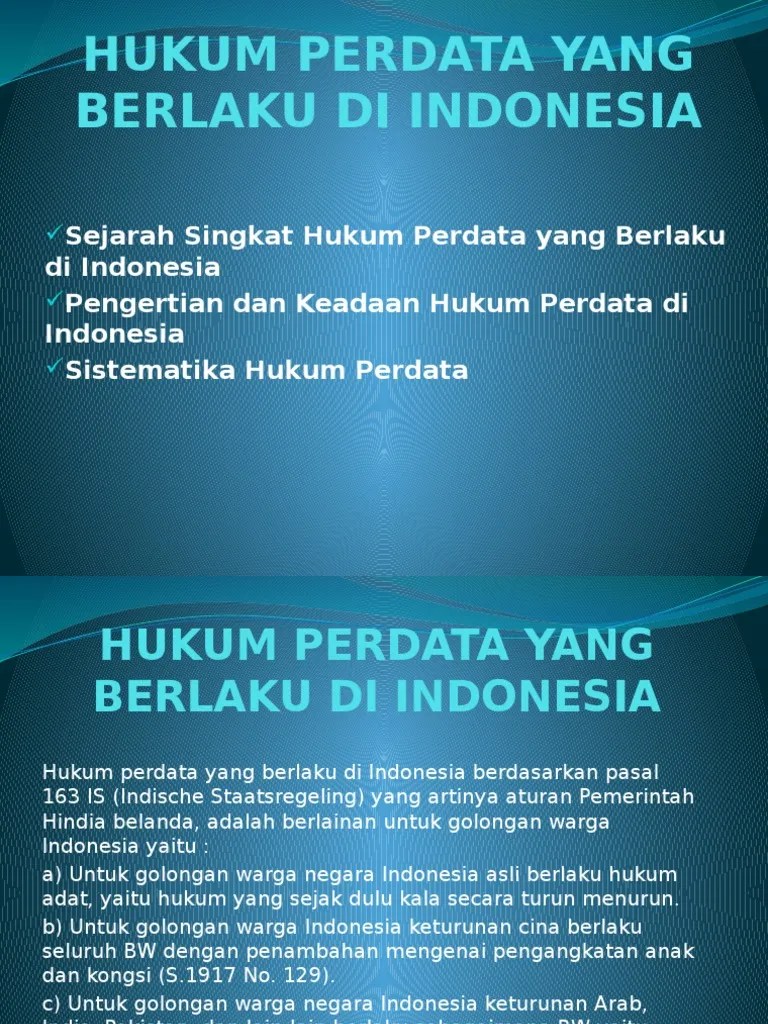 Hukum Perdata Yang Berlaku Di Indonesia | PDF