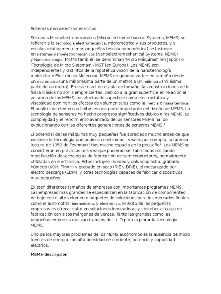 Sistemas Microelectromecánicos | PDF | Sistemas Micro Electromecánicos | Química