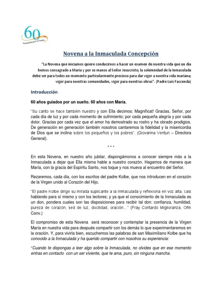 Novena A La Inmaculada Concepcion | PDF | María, Madre De Jesús | Teología