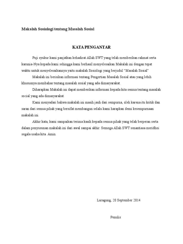 Makalah Sosiologi Tentang Masalah Sosial - Contoh Makalah