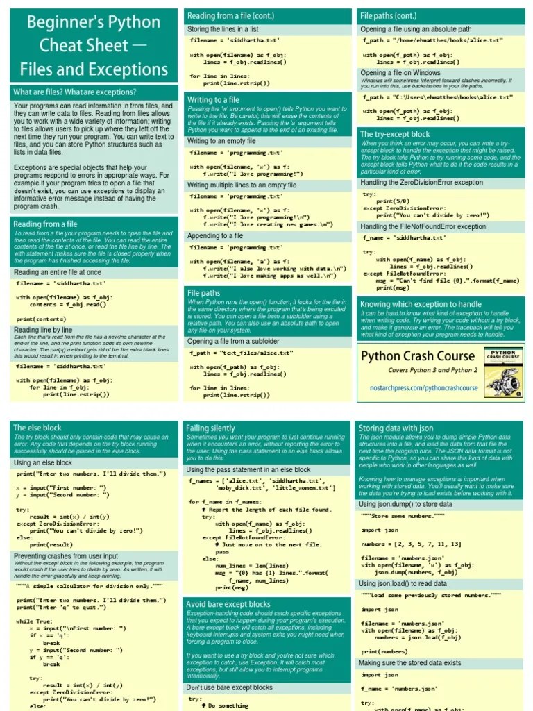 Beginners_python_cheat_sheet_pcc_files_exceptions.pdf | Filename ...