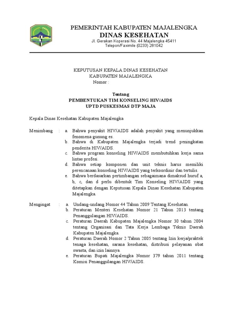 Komplek kantor bupati sleman jalan parasamya, beran, tridadi, sleman 55511 Contoh Surat Keputusan Kepala Dinas Kesehatan Contoh Surat Format Surat