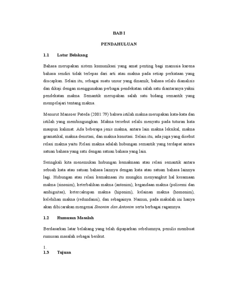 Relasi Makna: Sinonim Dan Antonim | PDF