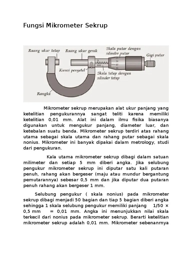Fungsi Mikrometer Sekrup | PDF