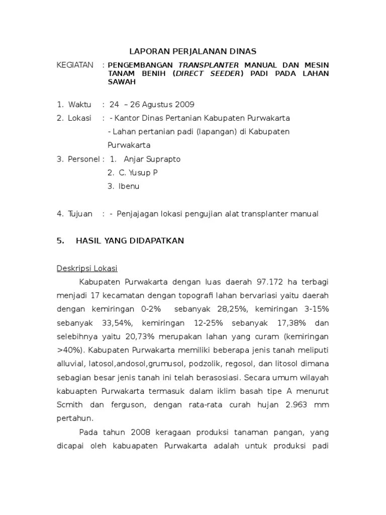 Contoh Laporan Perjalanan Tugas | PDF