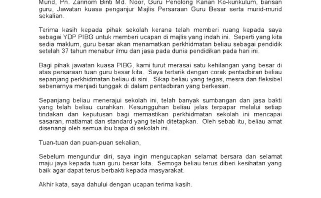 09.04.2022 · ucapan pengerusi majlis (1) ucapan penghargaan (4) ucapan perayaan (3) ucapan pernikahan (2) ucapan perpisahan persaraan (5) ucapan ramadhan (14) ucapan salam subuh (4) ucapan salam tahajjud (2) ucapan selamat pagi (19) ucapan selamat tahun baru (11) ucapan tahniah (3) ucapan takziah (8) ucapan terima kasih (4) ucapan ulang … Teks Ucapan Persaraan Guru Biasa Otosection