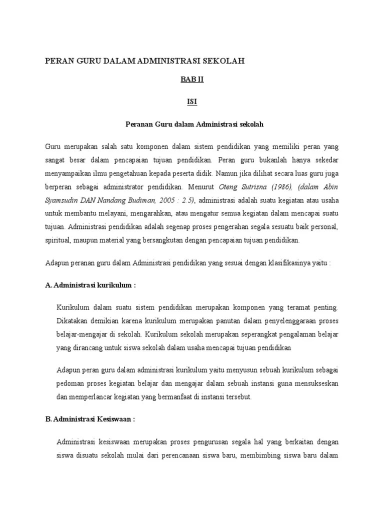 Peran Guru Dalam Administrasi Sekolah | PDF