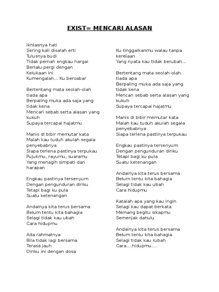 Lirik Lagu Kau Adalah Alasan