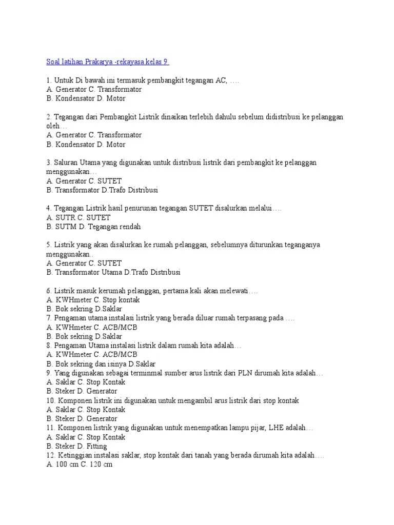 Nah langsung saja yaa, berikut latihan soal prakarya kelas 7 smp/ mts bab 5 tentang pengolahan bahan pangan hasil samping sayuran menjadi produk . Soal Latihan Pengolahan Prakarya Kelas 9 Semester 1 Materi Soal