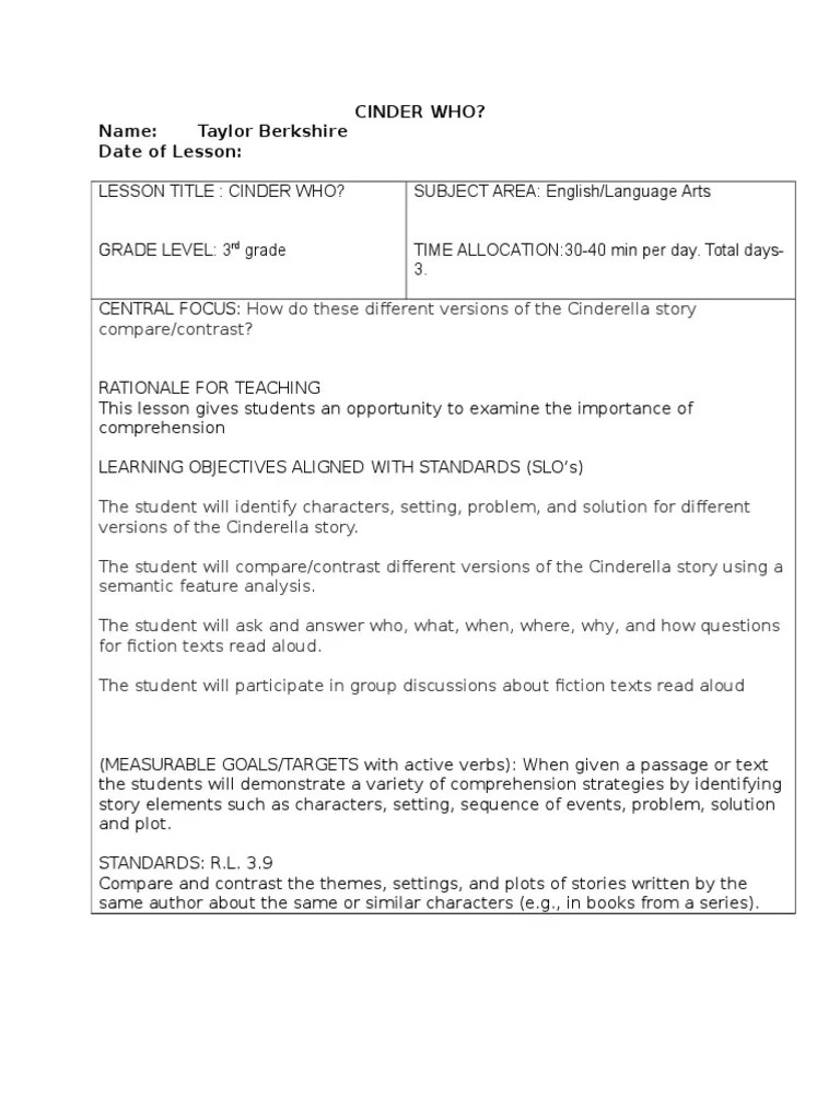 Cinderella Lesson | PDF | Reading Comprehension | Applied Psychology