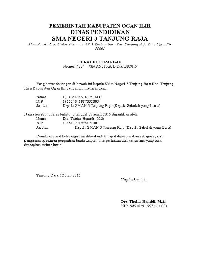 Mengatur format tanda tangan rapih surat resmi abdi desa. Contoh Surat Permohonan Perubahan Specimen Ttd Pdf