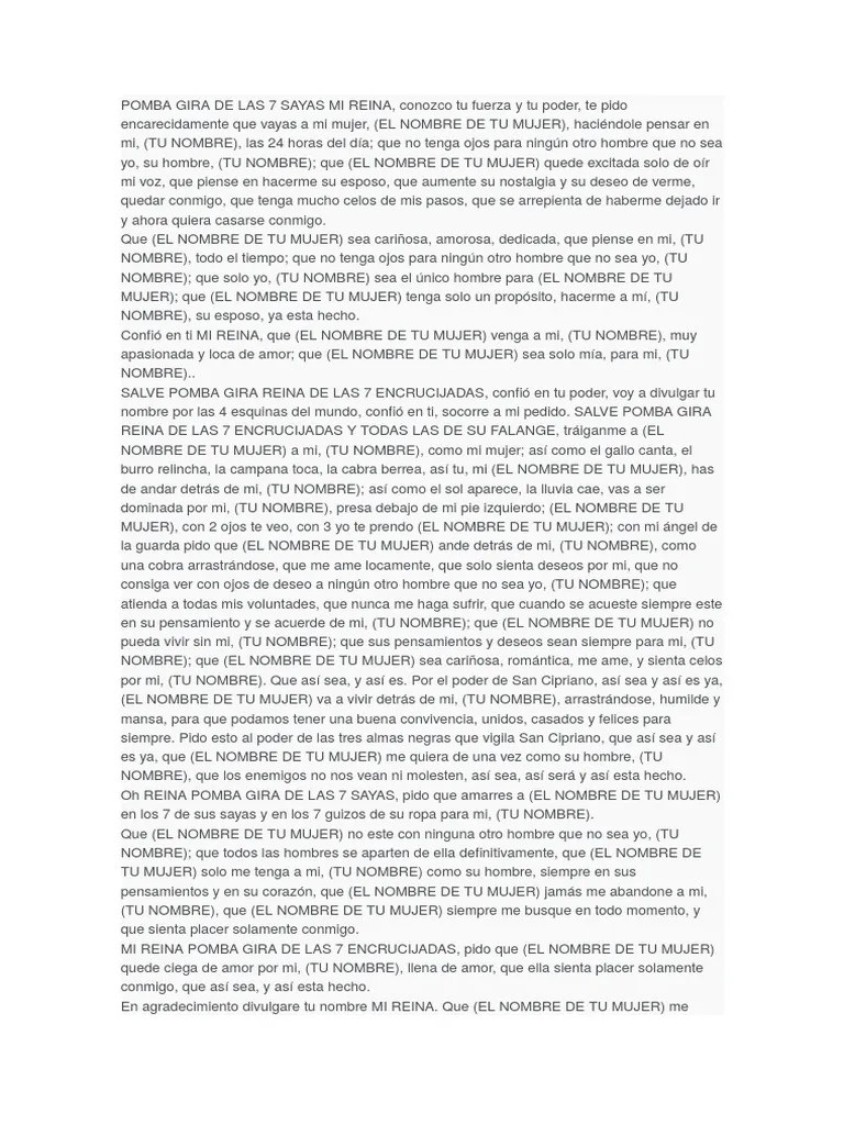 Pomba Gira De Las 7 Sayas Mi Reina | PDF | Ocio
