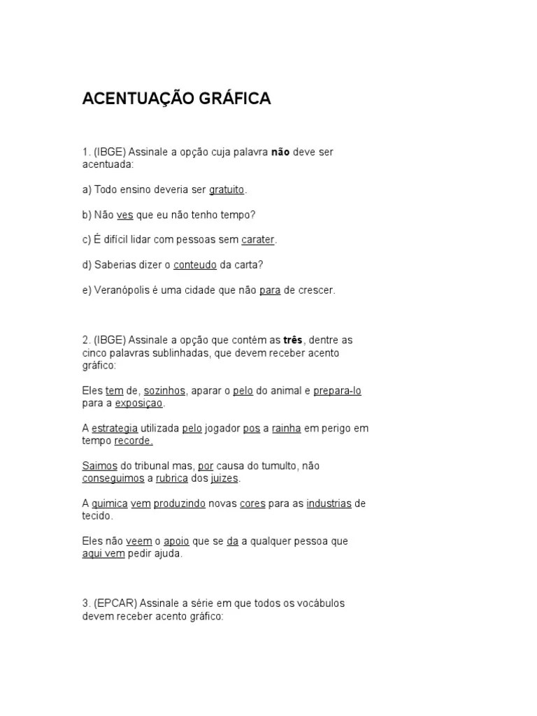 Exercita o teu conhecimento com 10 exercícios seguidos. Classificacao Das Palavras Quanto A Acentuacao Exercicios