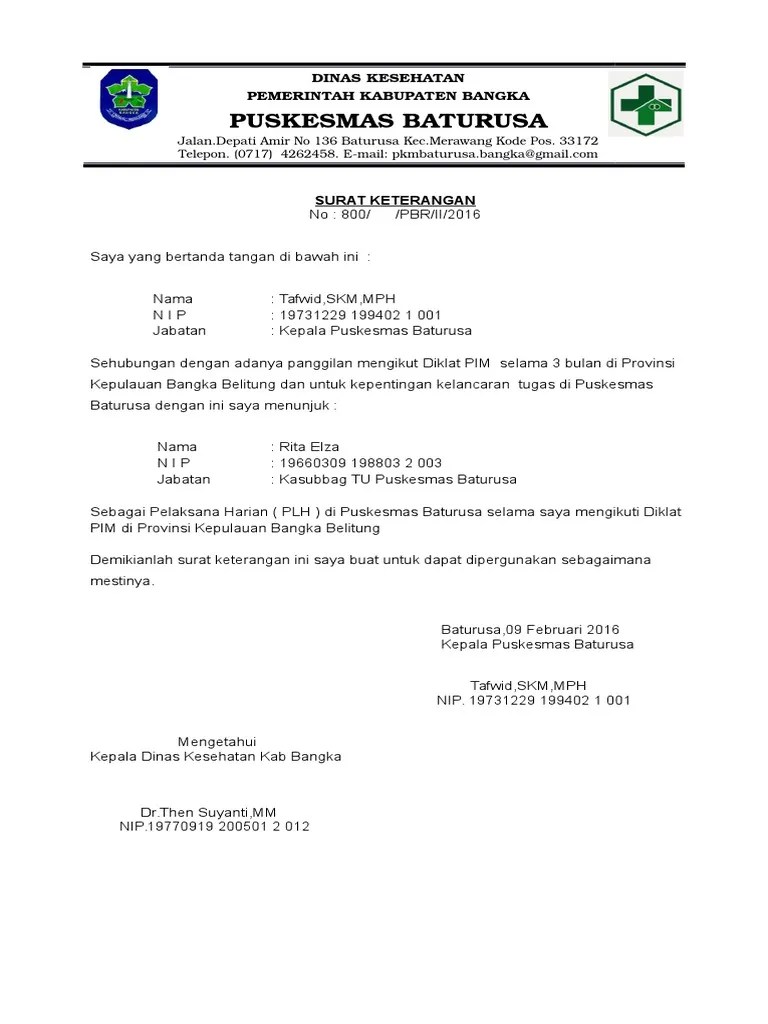 Website resmi biro pemerintahan dan kesejahteraan rakyat provinsi banten. Contoh Surat Pelimpahan Tugas Pdf