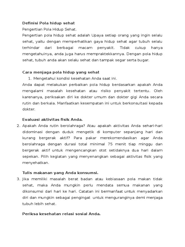 Definisi Pola Hidup Sehat | PDF