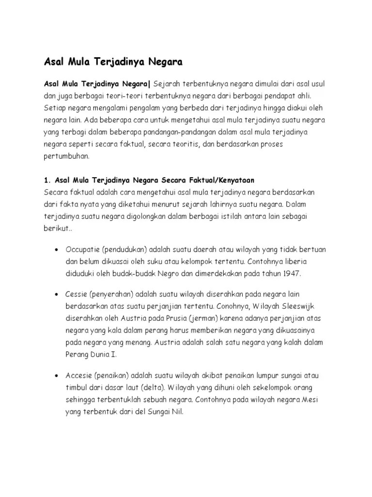 Asal Mula Terjadinya Negara | PDF
