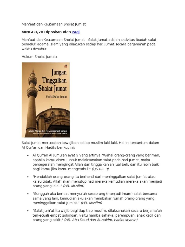 Hadits Shahih Tentang Shalat Jumat - Nusagates