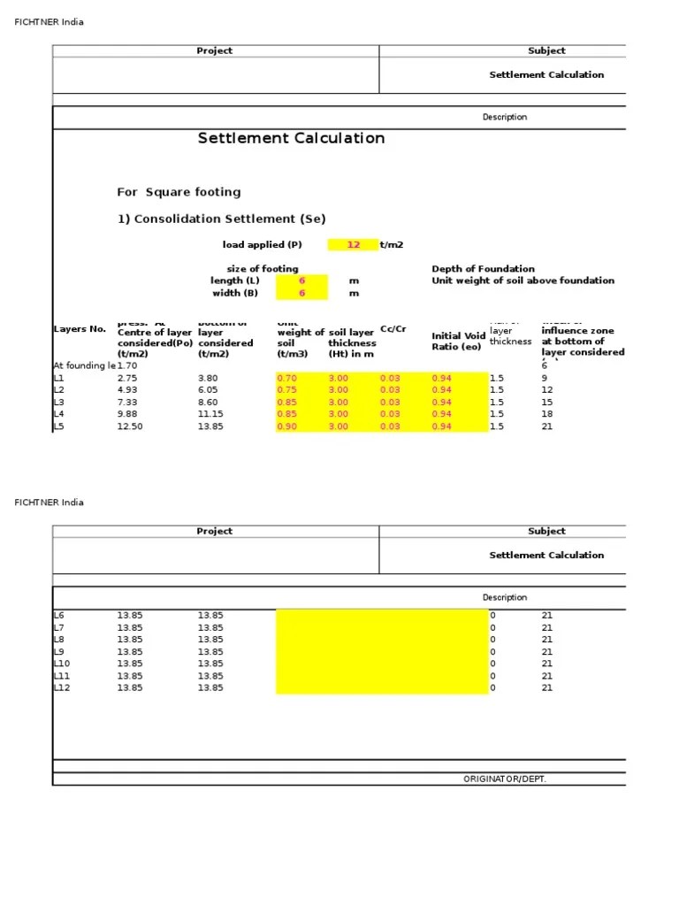 Settlement calculation