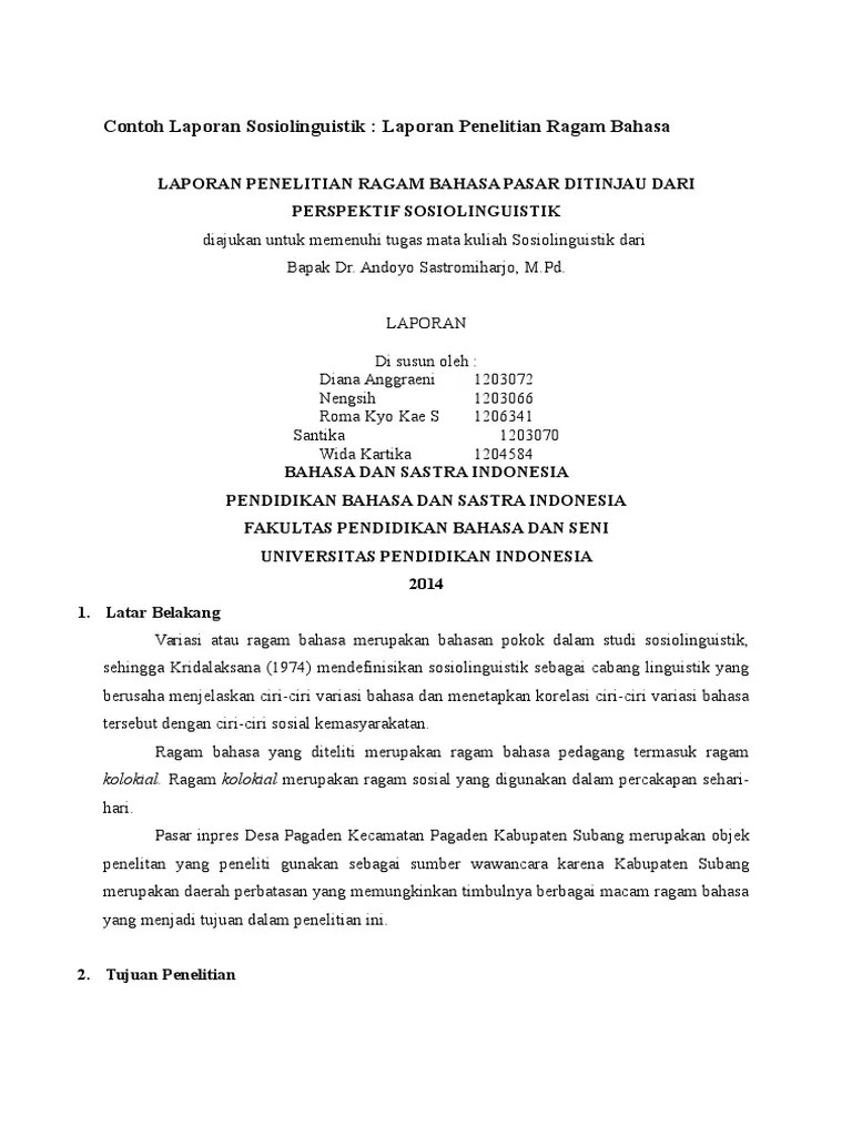 Mata pelajaran bahasa indonesia kelas v semester ganjil. Contoh Laporan Setudi Kasus