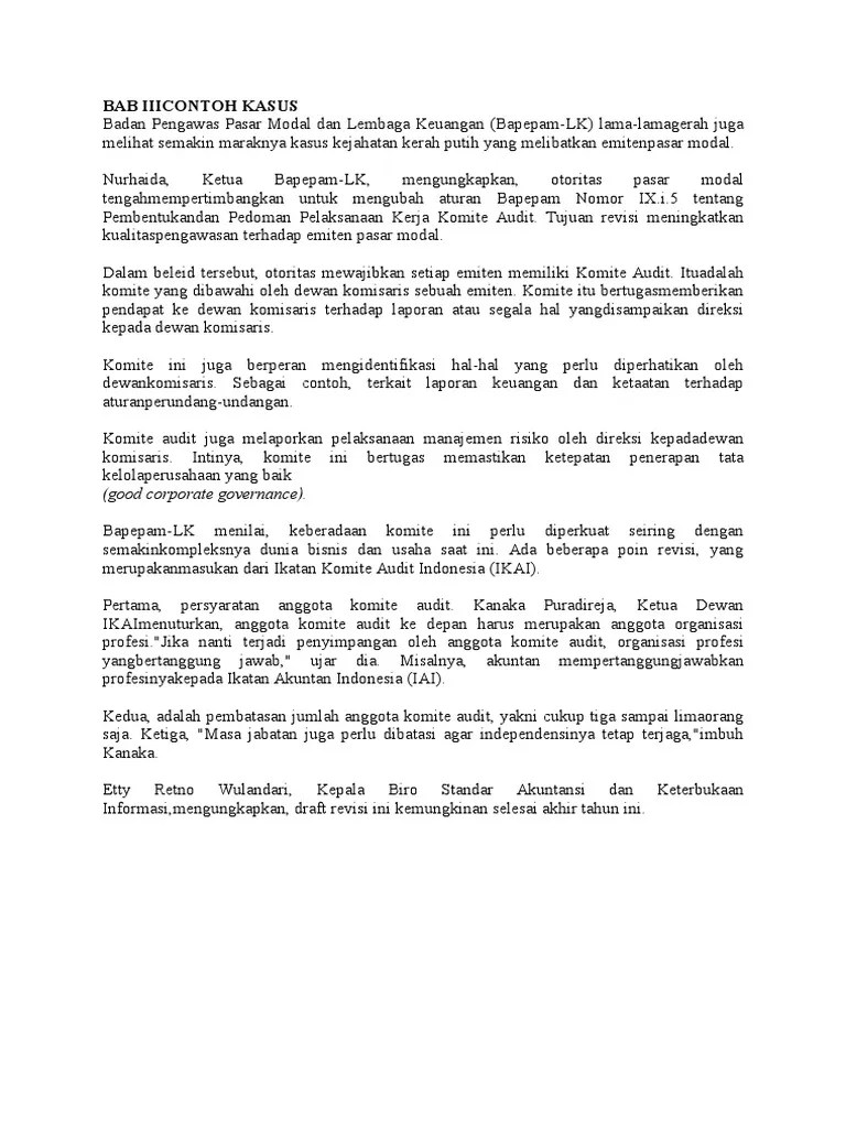 (studi kasus bursa efek indonesia). Contoh Kasus Audit Internal Pdf