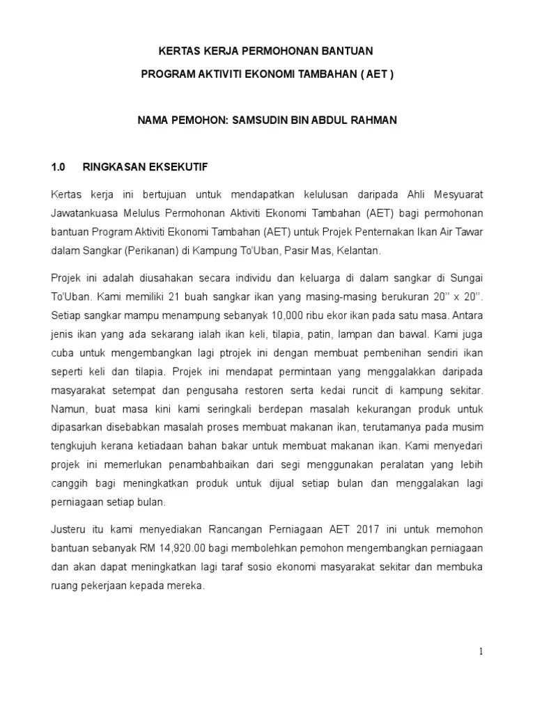 Tujuan kertas kerja 3 profail perniagaan 4. Contoh Kertas Kerja Permohonan Dana Perniagaan
