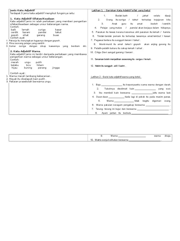 4,096 views mar 29, 2020 shawn_ahsiang101 bmtahun2 ….more.more. Kata Adjekti Sifat Dan Warna Tahun 3 Pdf