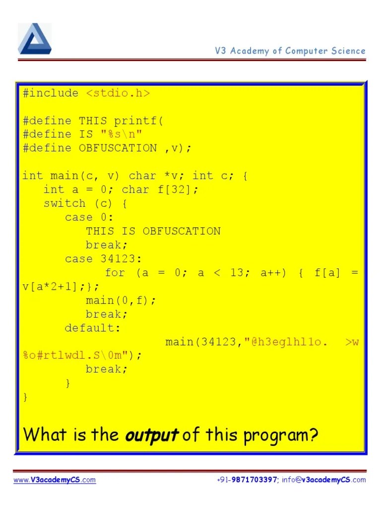 Obfuscated C Code | PDF