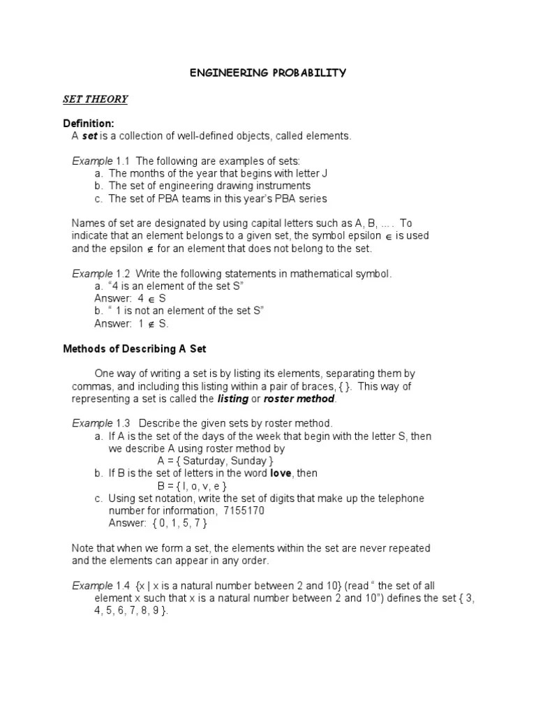Probability Handouts | PDF | Set (Mathematics) | Probability