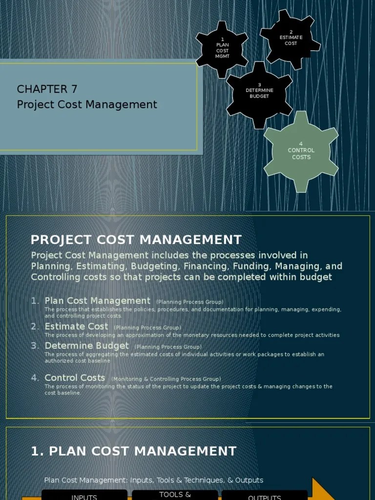 Project Cost Management: 1 Plan Cost MGMT 2 Estimate Cost | PDF ...
