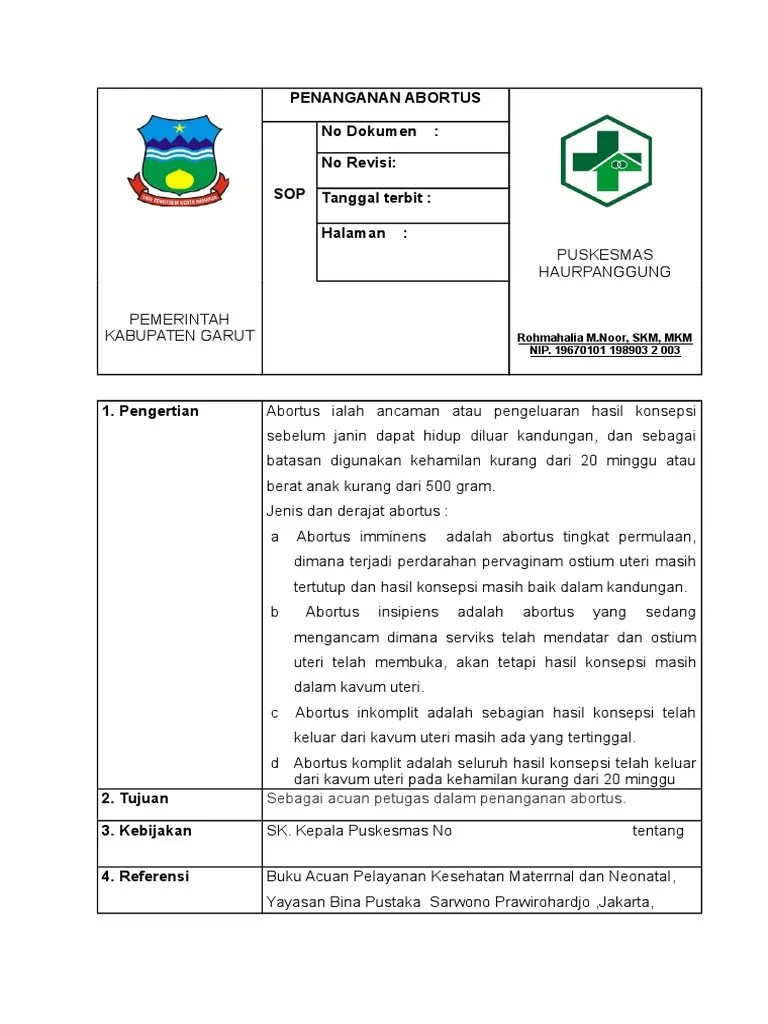 SOP Penanganan Abortus | PDF