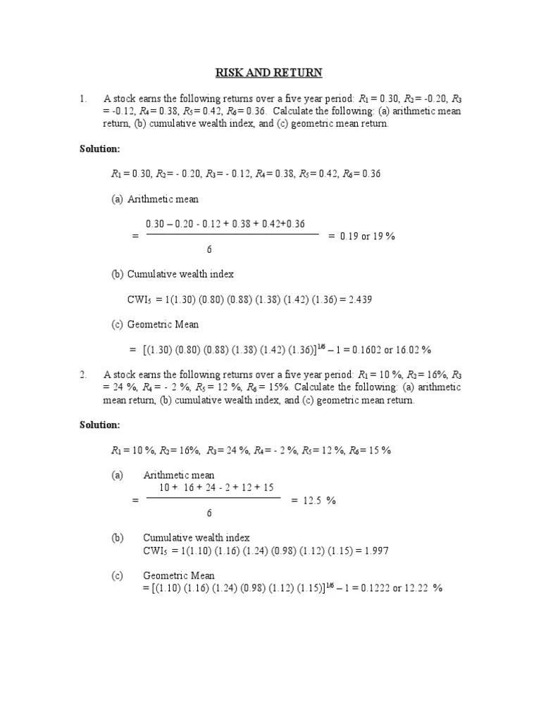 Risk And Return | PDF | Beta (Finance) | Capital Asset Pricing Model