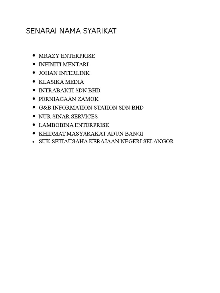 Senarai nama syarikat islamik yang unik. Nama Perniagaan Dalam Islam Lucarkc