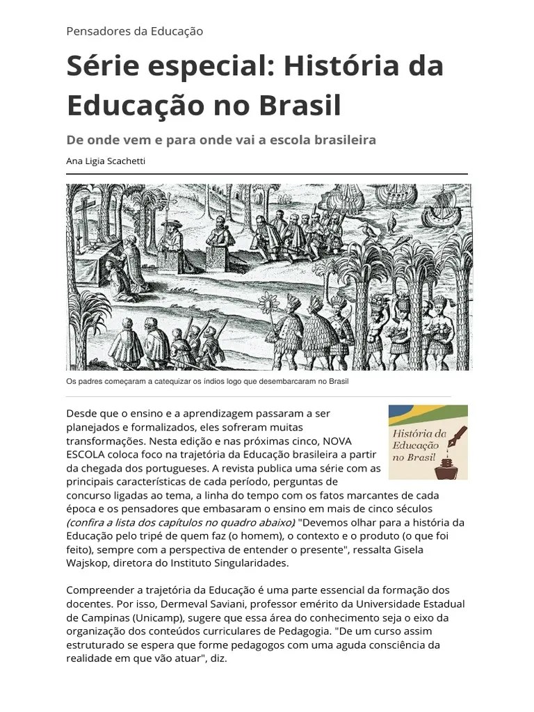 Serie Especial Historia Da Educacao No Brasil | PDF | Pedagogia | Brasil