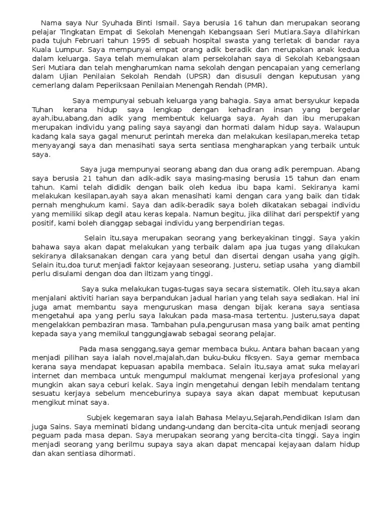 Kini, saya berusia 12 tahun. Karangan Diri Saya Pdf