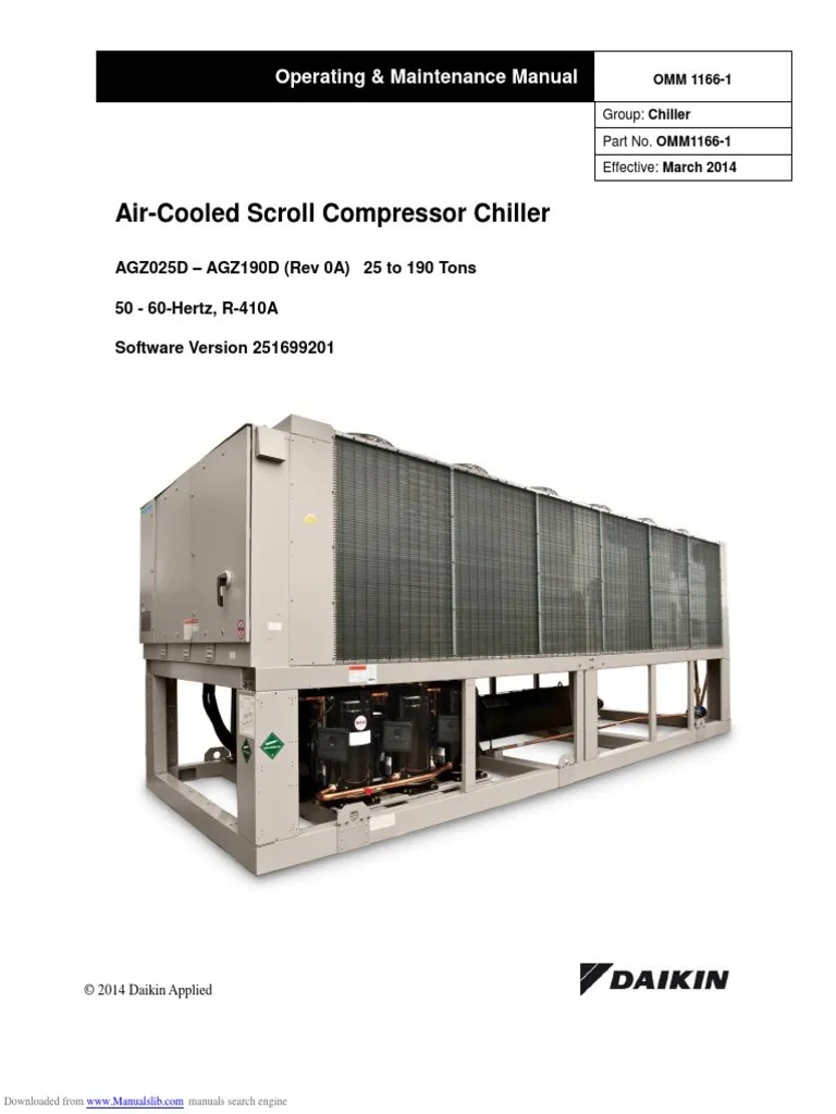 Ewt = luftgekühlter chiller, nur kühlend mit wärmerückgewinnung. Chiller Mcquay Agz Pdf Heating Ventilating And Air Conditioning Water