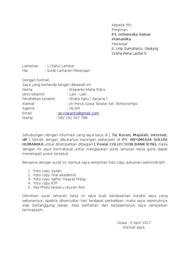 Lamaran kerja yang baik dan benar, contoh surat lamaran cpns, … Perbedaan Surat Lamaran Kerja Dan Daftar Riwayat Hidup Suratlamaran Com