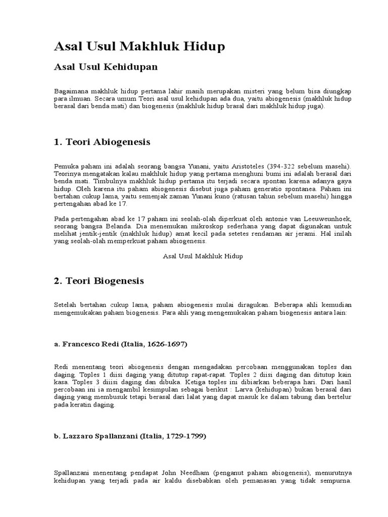 Asal Usul Makhluk Hidup | PDF