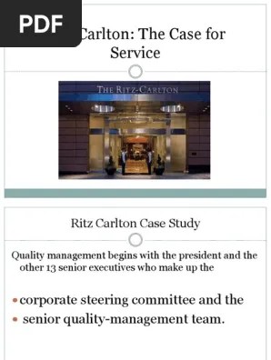 Case Study Quality At The Ritz Carlton Hotel Pany Chegg 