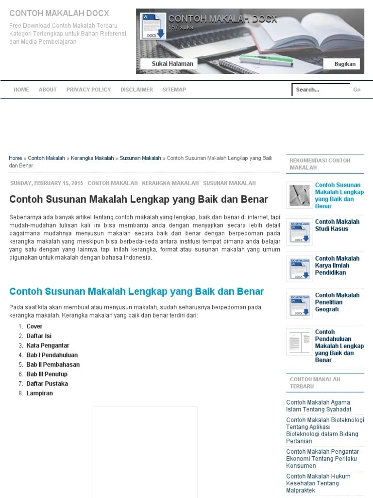 Konjungsi lain yang masih merupakan konjungsi penanda yaitu konjungsi. Contoh Susunan Makalah Lengkap Yang Baik Dan Benar ...