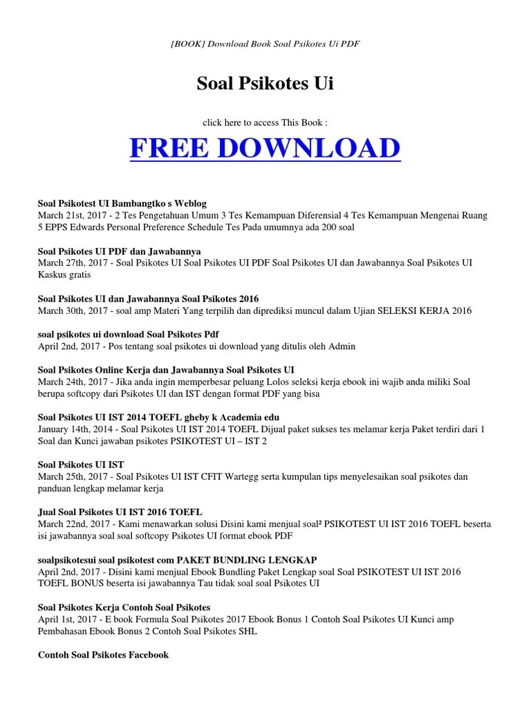 Tes kepribadian gambar rumah pohon dan orang dapat mengungkap. Free Download Contoh Soal Psikotes Pdf Entrancementonly