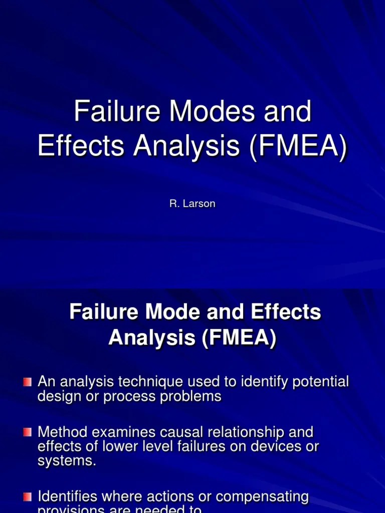 Failure Modes And Effects Analysis (FMEA) | PDF | Reliability ...