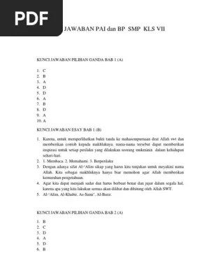 Kunci jawaban agama islam kelas 6 halaman 12. Kunci Jawaban Pai Smp Kls Vii