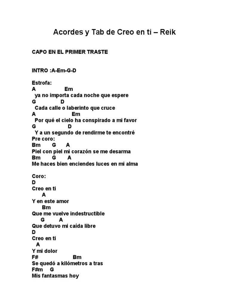 Acordes Y Tab De Creo En Ti | PDF
