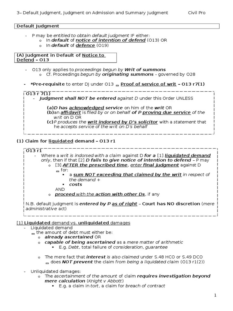 3 Default Judgment Judgment On Admission And Summary Judgment 1 ...