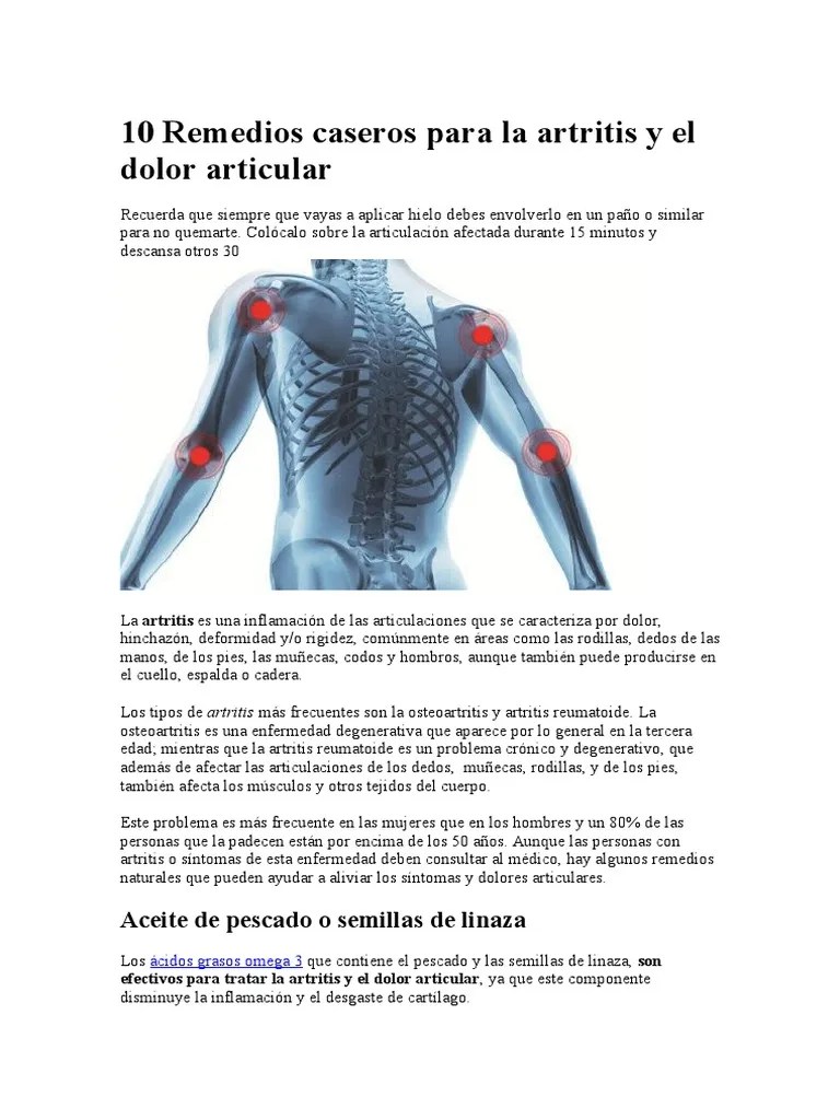 10 Remedios Caseros Para La Artritis Y El Dolor Articular | PDF | Artritis | Osteoartritis