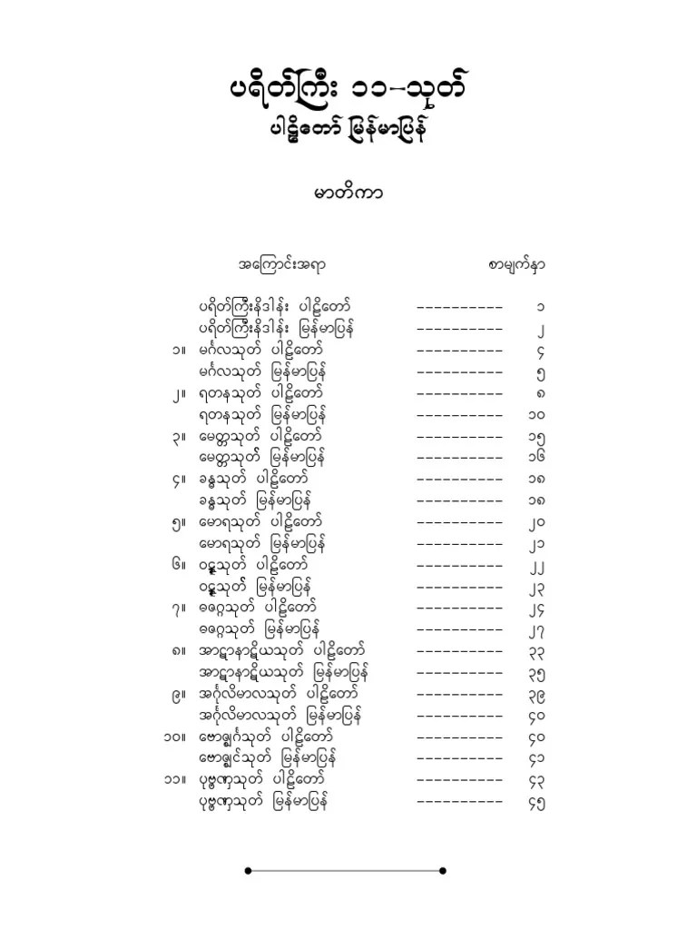 698. ပရိတ်ကြီး (၁၁) သုတ် (ပါဠိ၊ အနက်) | PDF