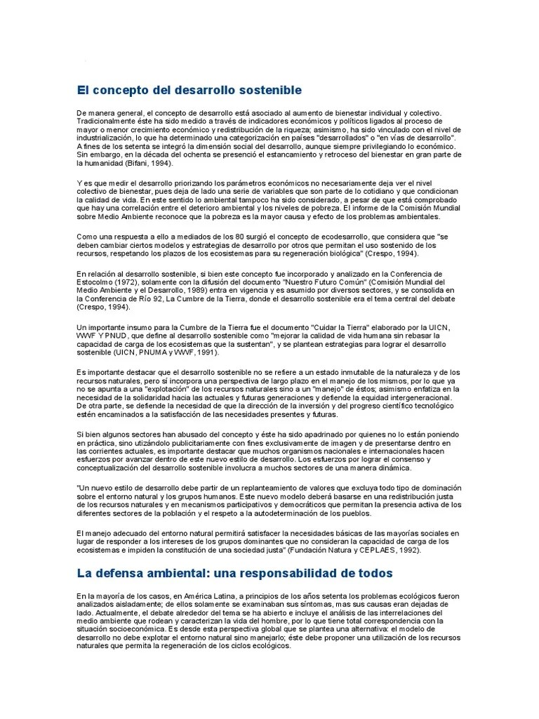 El Concepto Del Desarrollo Sostenible | PDF | Sustentabilidad | Desarrollo Sostenible