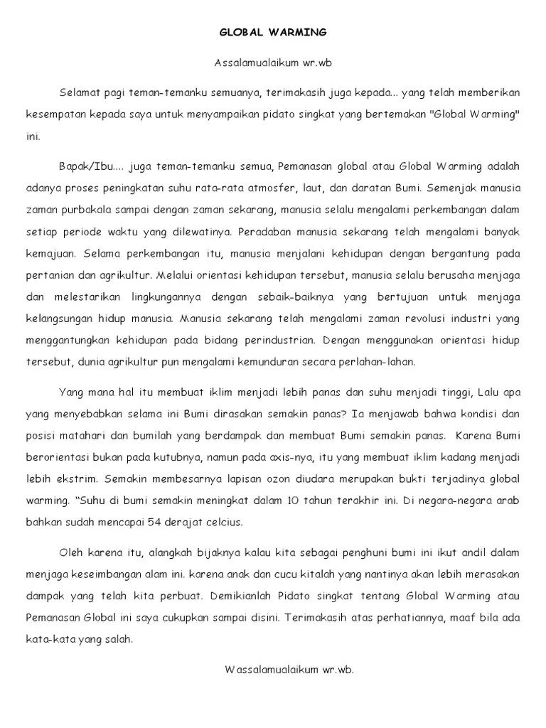 Teks Pidato - global warming