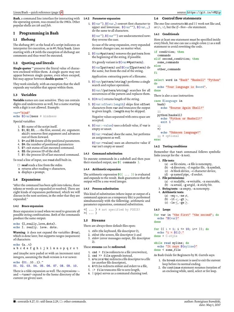 Bash Cheatsheet | Download Free PDF | Regular Expression | Command Line ...
