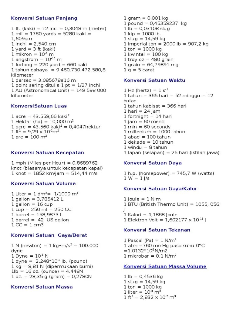 Konversi Satuan | PDF